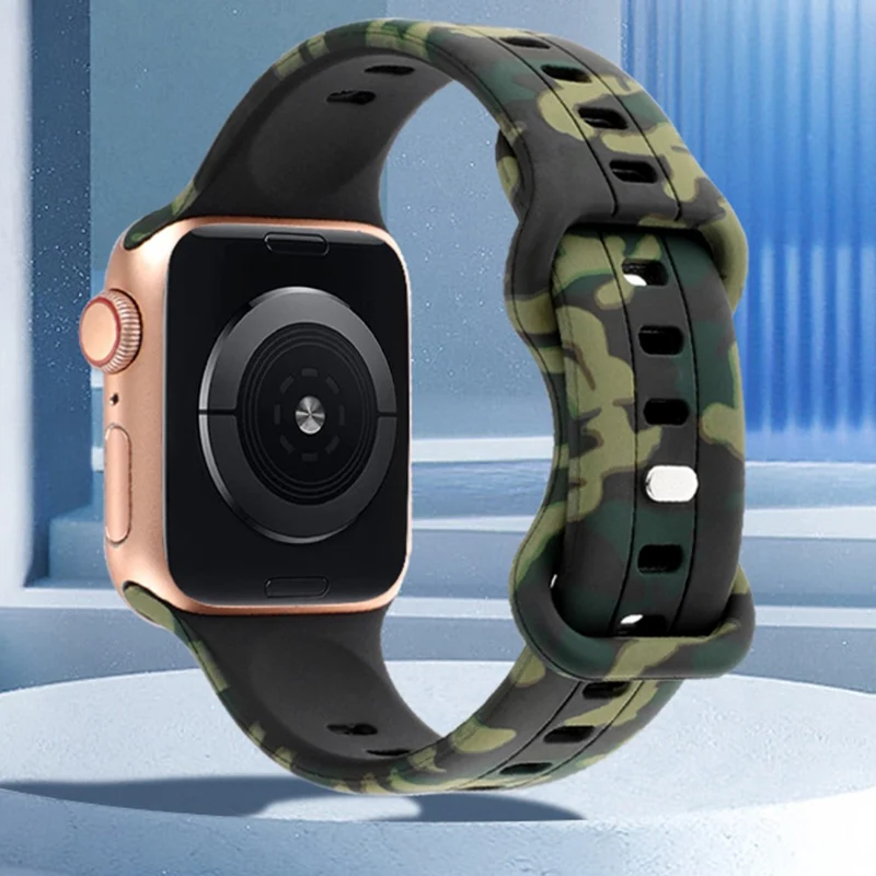 Apple Watch Series 8 (45mm) / Watch Ultra camouflage silicone strap - Army Green