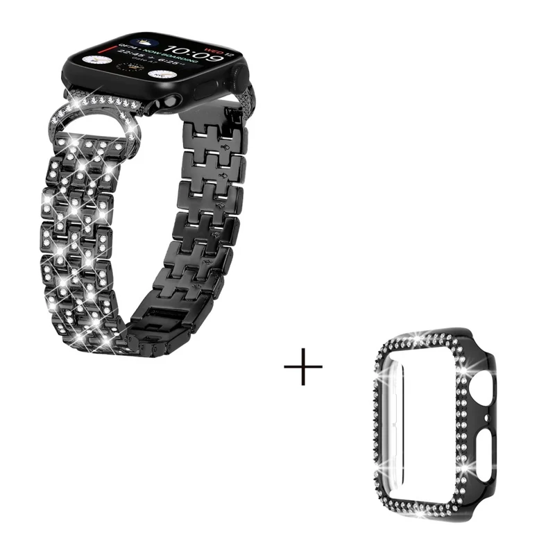 Apple Watch SE 2022 (40mm) rhinestone décor 5-bead metal strap with cover