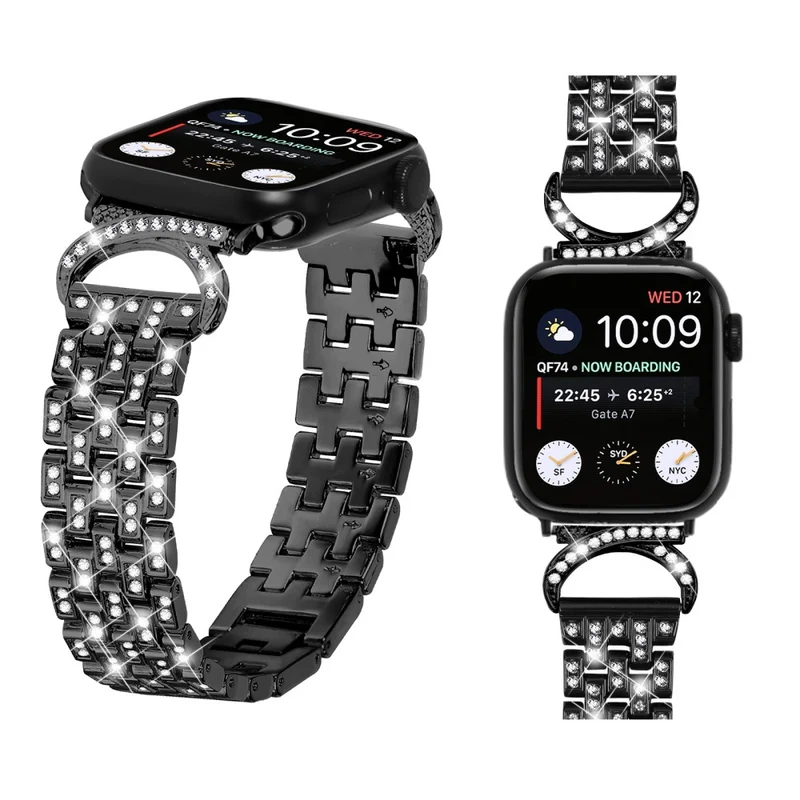 Apple Watch SE 2022 (40mm) rhinestone décor 5-bead metal strap with cover
