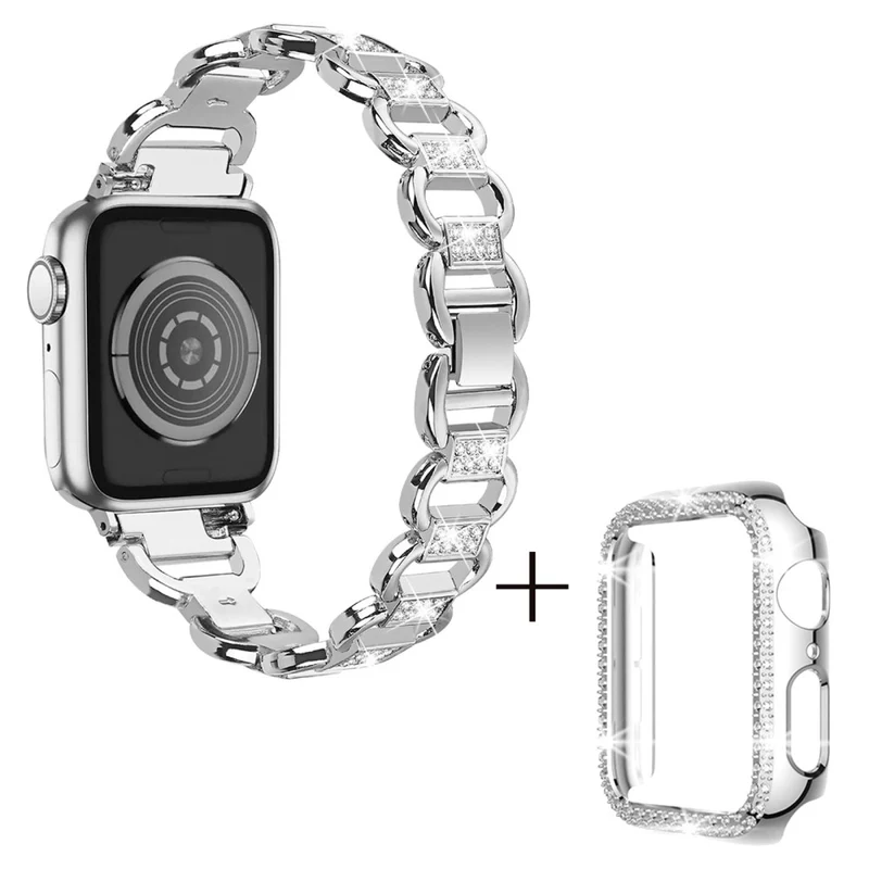 Apple Watch SE 2022 (44mm) rhinestone décor alloy strap with cover