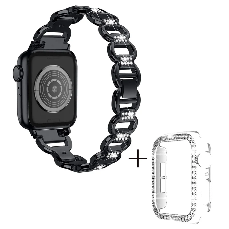 Apple Watch SE 2022 (44mm) rhinestone décor alloy strap with clear cover