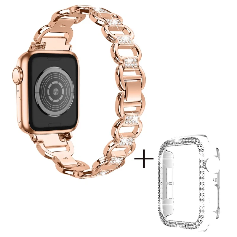 Apple Watch SE 2022 (44mm) rhinestone décor alloy strap with clear cover