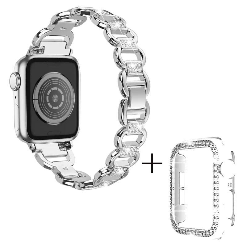 Apple Watch SE 2022 (44mm) rhinestone décor alloy strap with clear cover