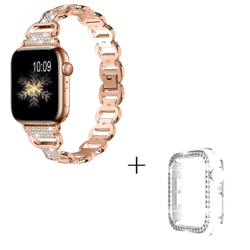 Apple Watch SE 2022 (44mm) rhinestone décor alloy strap with clear cover