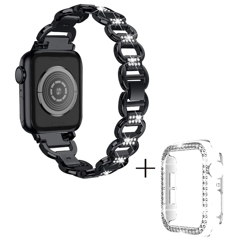 Apple Watch Ultra rhinestone décor alloy strap with clear cover