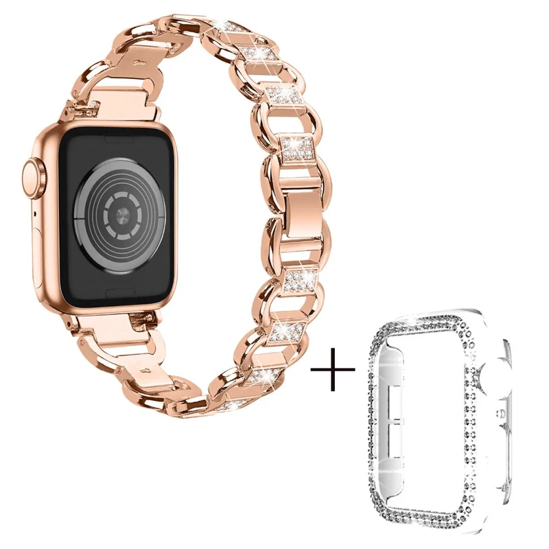 Apple Watch Ultra rhinestone décor alloy strap with clear cover