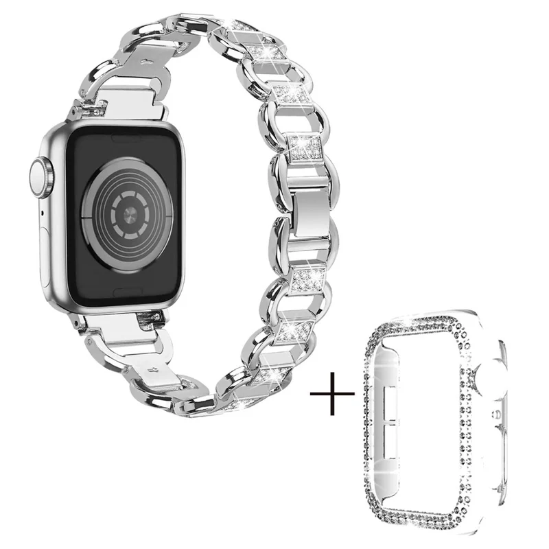 Apple Watch Ultra rhinestone décor alloy strap with clear cover
