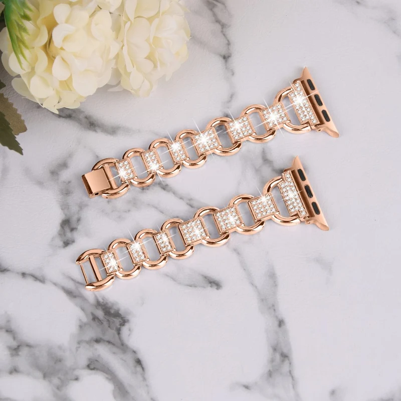 Apple Watch Ultra rhinestone décor alloy strap with clear cover