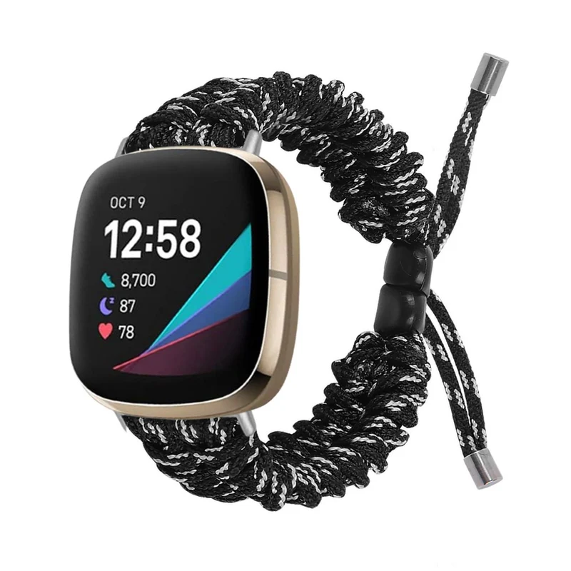 Fitbit Sense 2 / Versa 4 braid style strap - Solid Black