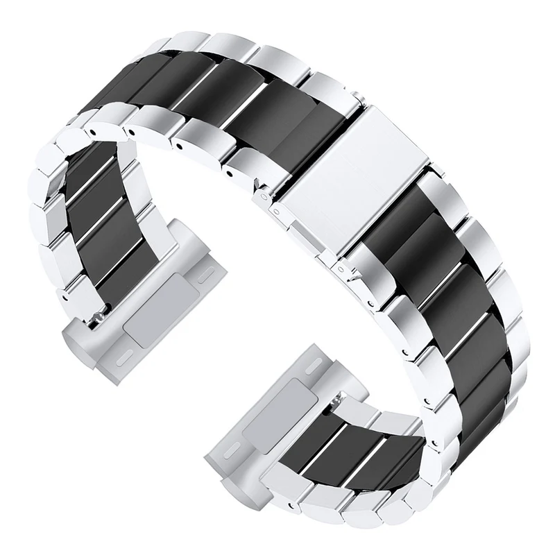 3 bead style stainless steel strap for Fitbit Sense 2 / Versa 4 - Silver / Black