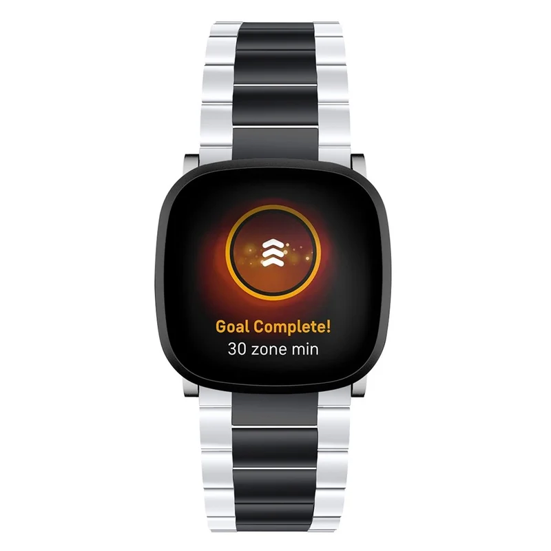 3 bead style stainless steel strap for Fitbit Sense 2 / Versa 4 - Silver / Black