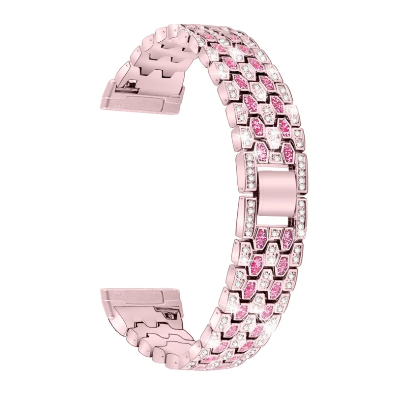 Fitbit Sense 2 / Versa 4 rhinestone alloy metal strap - Black / White