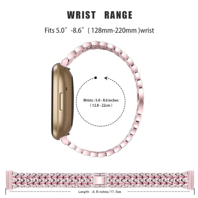 Fitbit Sense 2 / Versa 4 rhinestone alloy metal strap - Black / White