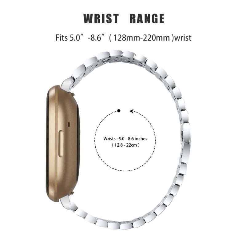 Fitbit Sense 2 / Versa 4 rhinestone alloy metal strap - Black / White
