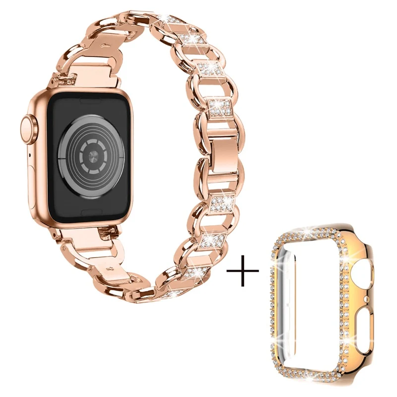 Apple Watch Series 8 (45mm) rhinestone décor alloy strap with cover