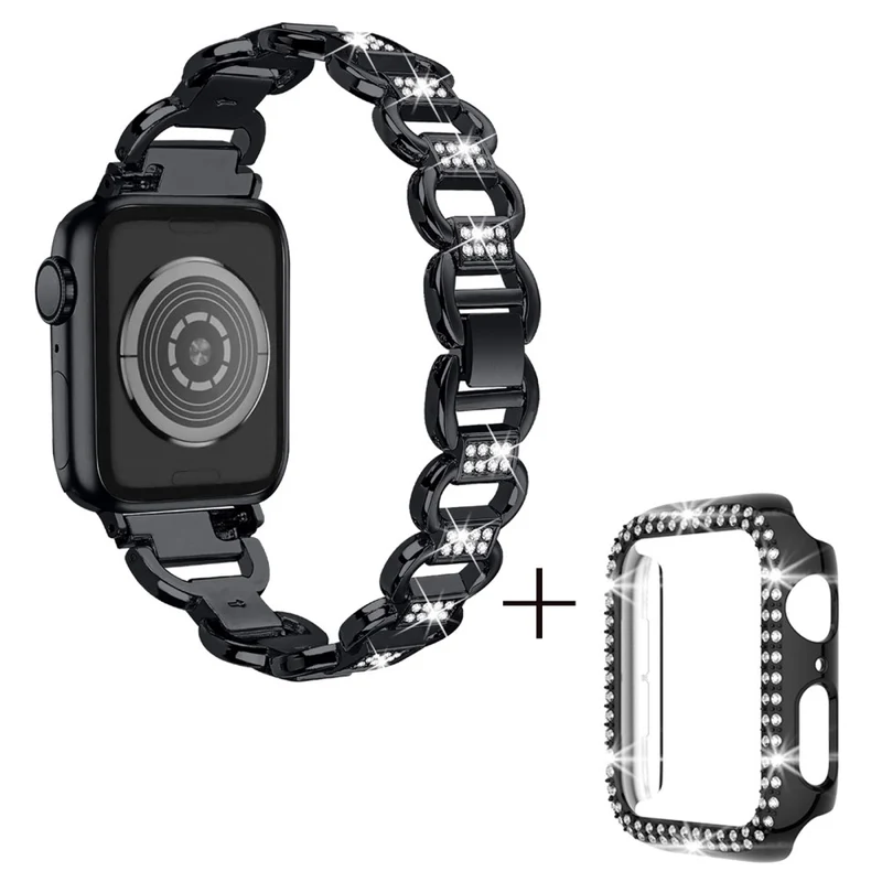 Apple Watch Series 8 (41mm) rhinestone décor alloy strap with cover
