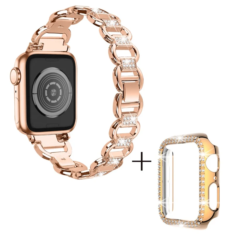 Apple Watch Series 8 (41mm) rhinestone décor alloy strap with cover
