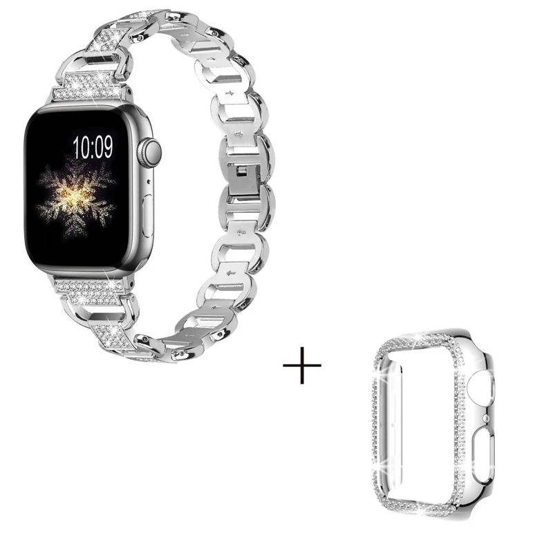 Apple Watch Series 8 (41mm) rhinestone décor alloy strap with cover