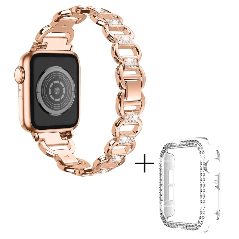 Apple Watch Series 3/2/1 42mm rhinestone décor alloy strap with cover