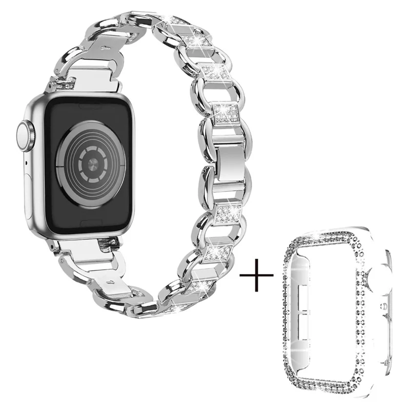 Apple Watch Series 3/2/1 42mm rhinestone décor alloy strap with cover