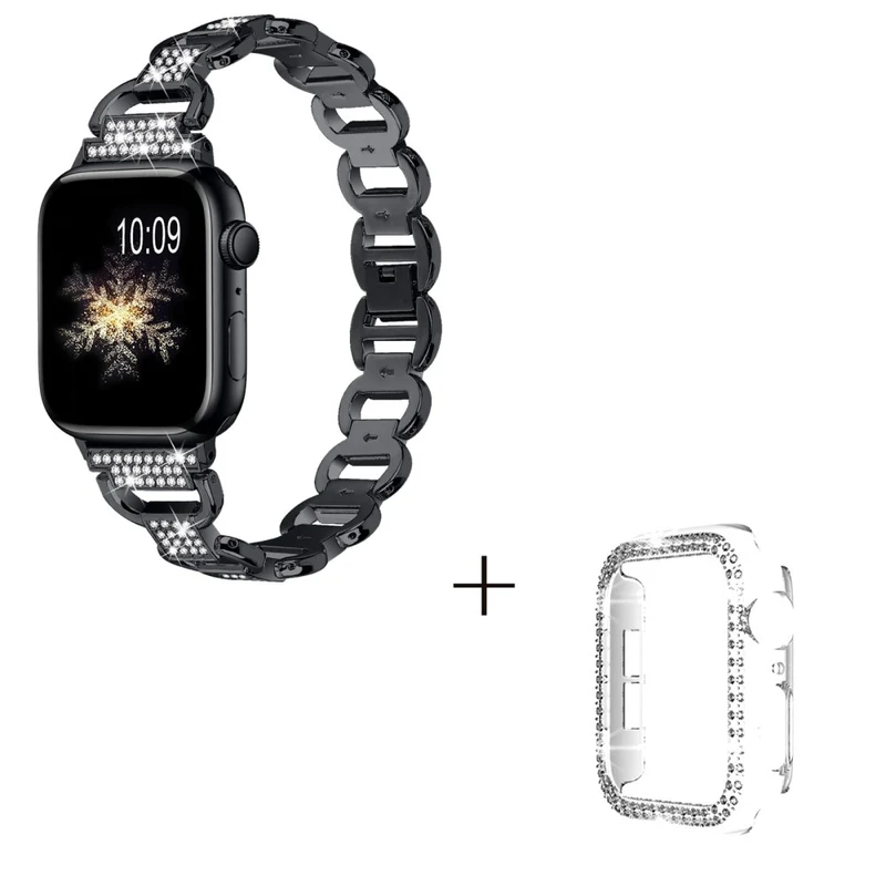 Apple Watch Series 3/2/1 42mm rhinestone décor alloy strap with cover