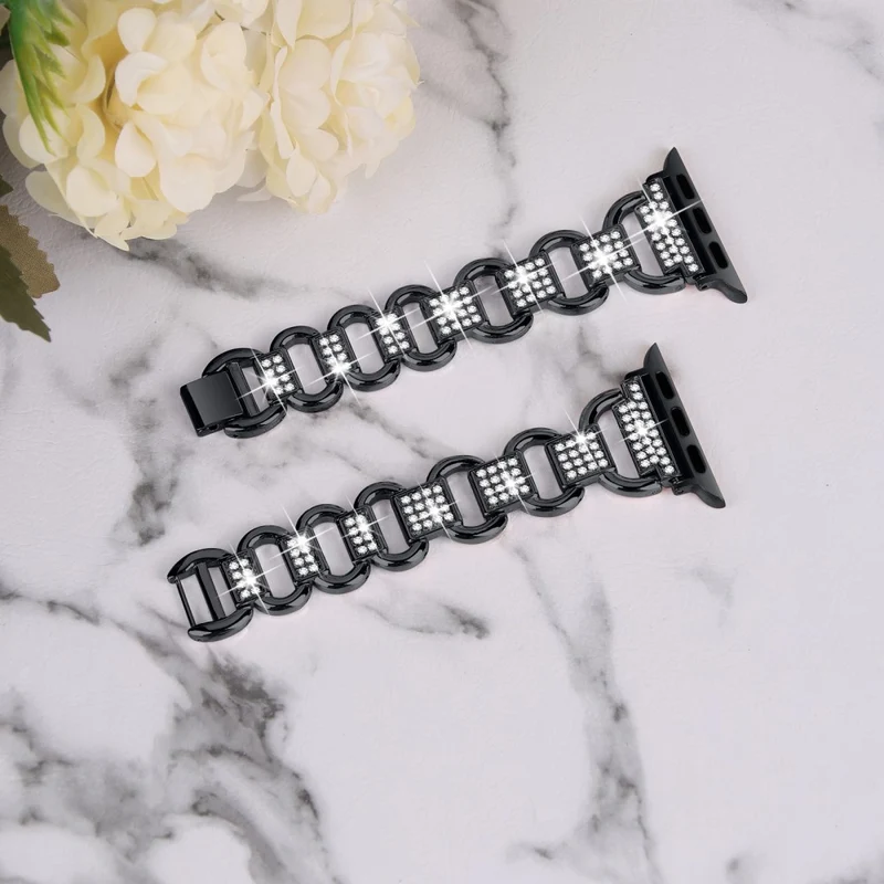 Apple Watch Series 3/2/1 42mm rhinestone décor alloy strap with cover