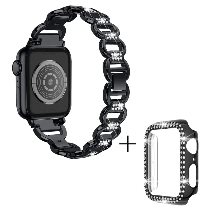 Apple Watch Series 3/2/1 38mm rhinestone décor alloy strap with cover