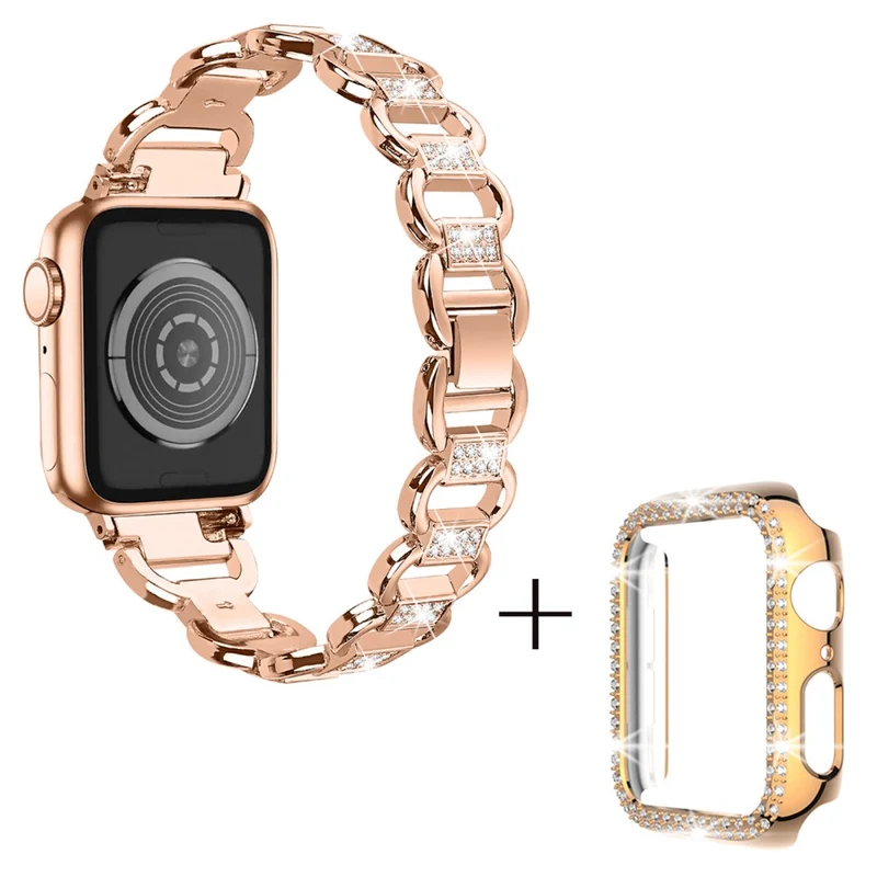 Apple Watch Series 3/2/1 38mm rhinestone décor alloy strap with cover