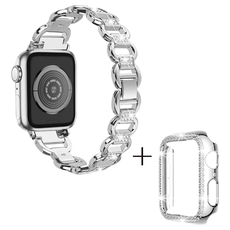 Apple Watch Series 3/2/1 38mm rhinestone décor alloy strap with cover