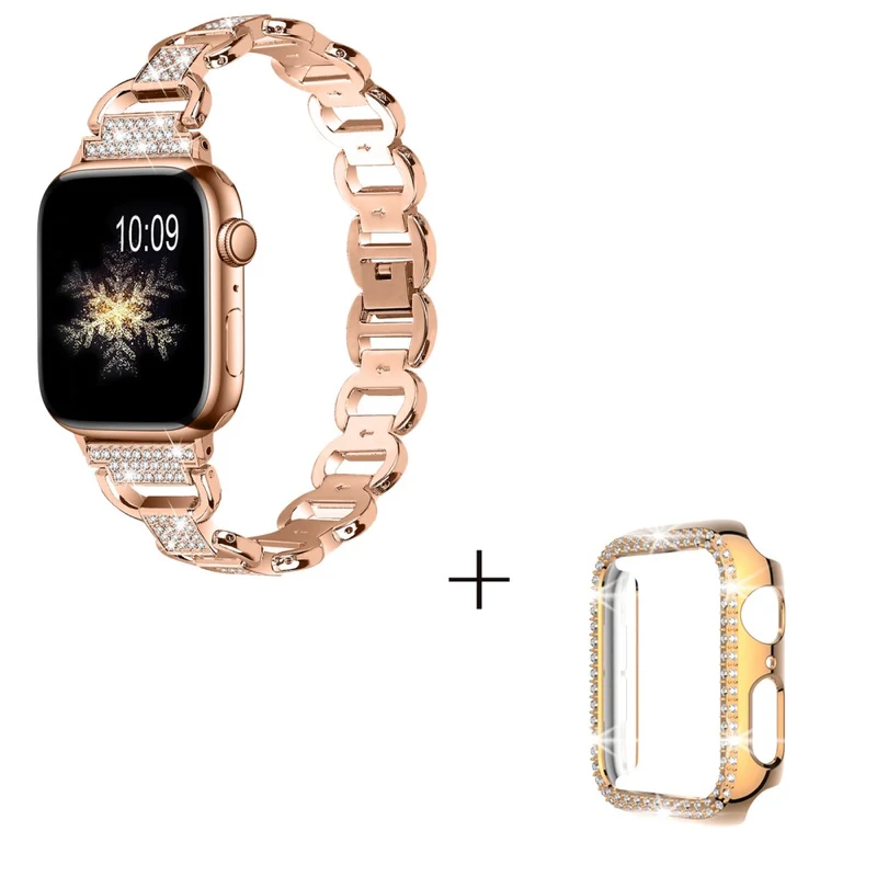 Apple Watch Series 3/2/1 38mm rhinestone décor alloy strap with cover