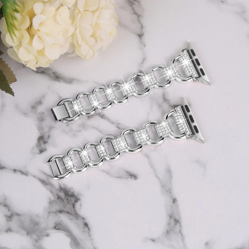 Apple Watch Series 3/2/1 38mm rhinestone décor alloy strap with cover