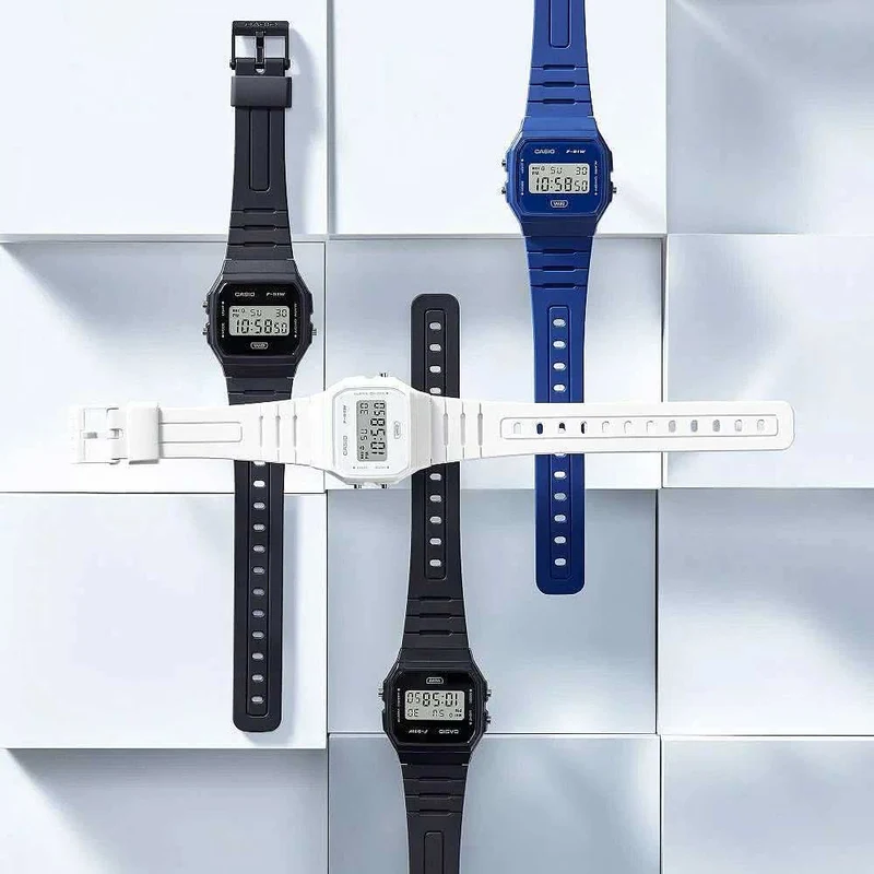 Casio F-91WB-2A1EF Damenuhr • Kultiges Retro-Design • Blau
