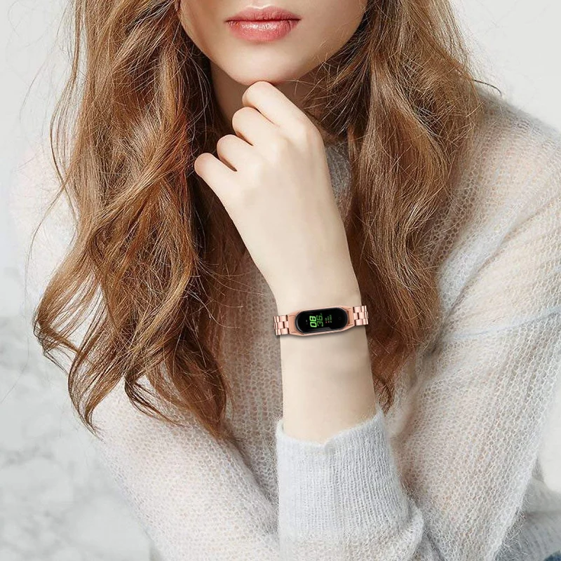 3 bead stainless steel strap for Xiaomi Smart Band 8