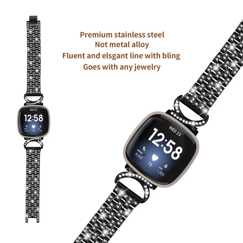 Fitbit Sense 2 / Fitbit Versa 4 Metall Und Strass Universell Armband