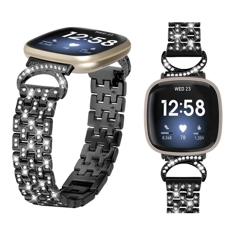 Fitbit Sense 2 / Fitbit Versa 4 Metall Und Strass Universell Armband