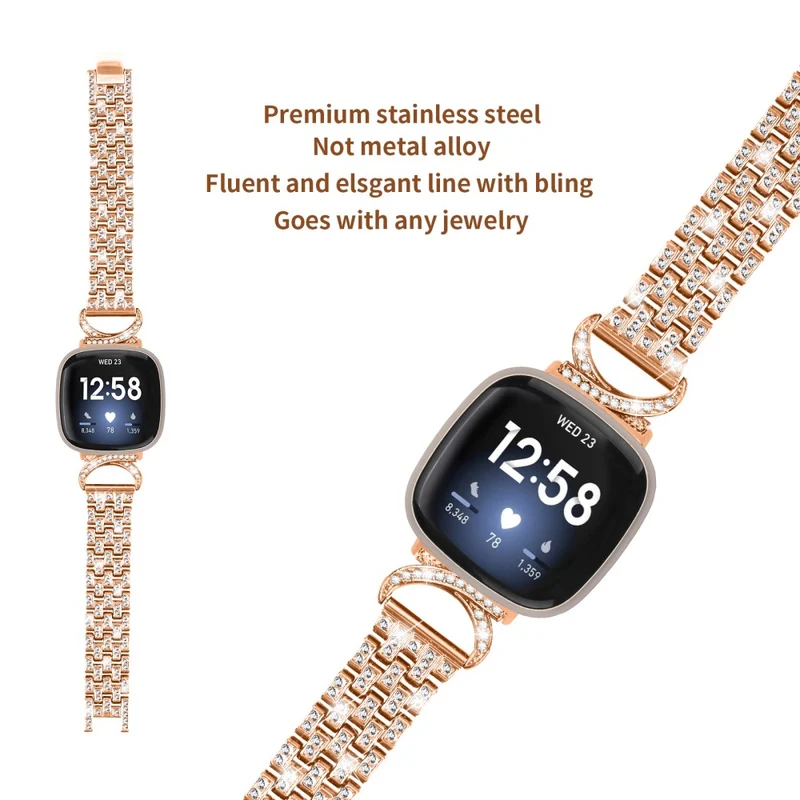 Fitbit Sense 2 / Fitbit Versa 4 Metall Und Strass Universell Armband