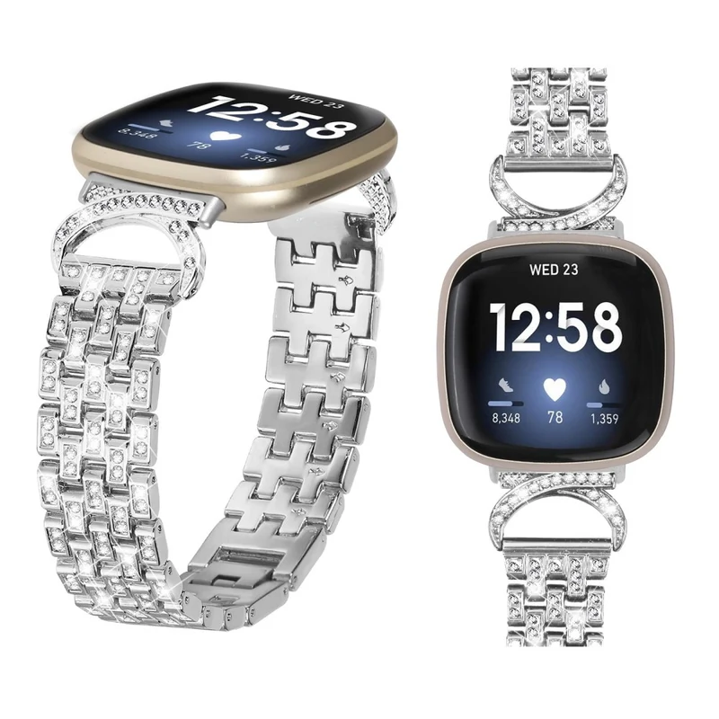 Fitbit Sense 2 / Fitbit Versa 4 Metall Und Strass Universell Armband