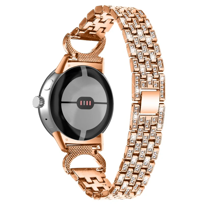 Stilvoll Google Pixel Watch Metall Und Strass Armband