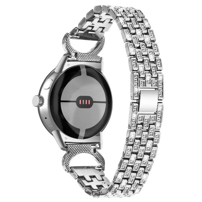 Stilvoll Google Pixel Watch Metall Und Strass Armband
