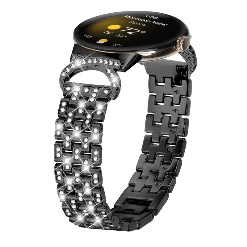 Stilvoll Google Pixel Watch Metall Und Strass Armband