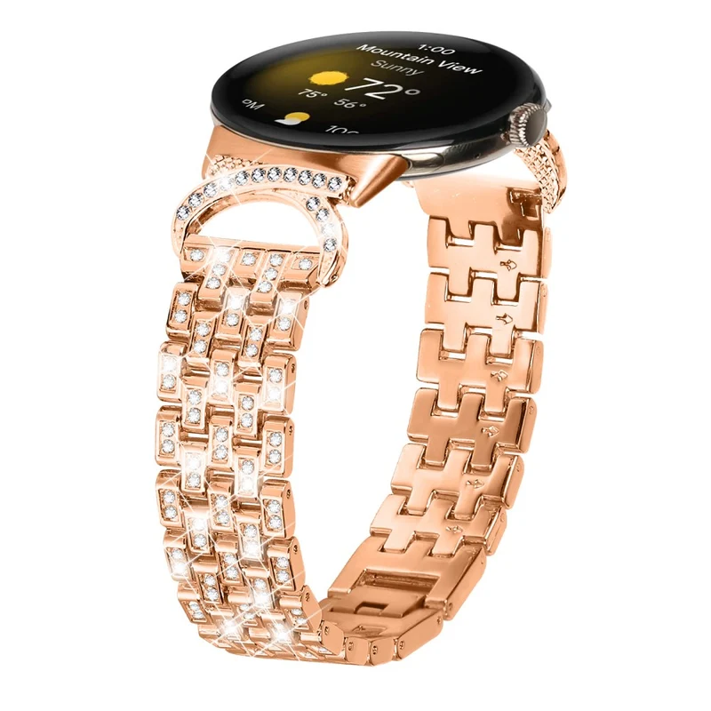 Stilvoll Google Pixel Watch Metall Und Strass Armband