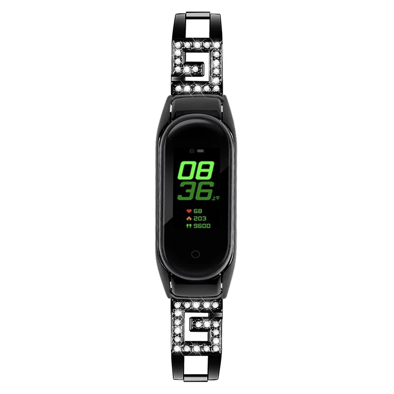 Xiaomi Smart Band 8 letter G style rhinestone décor stainless steel strap