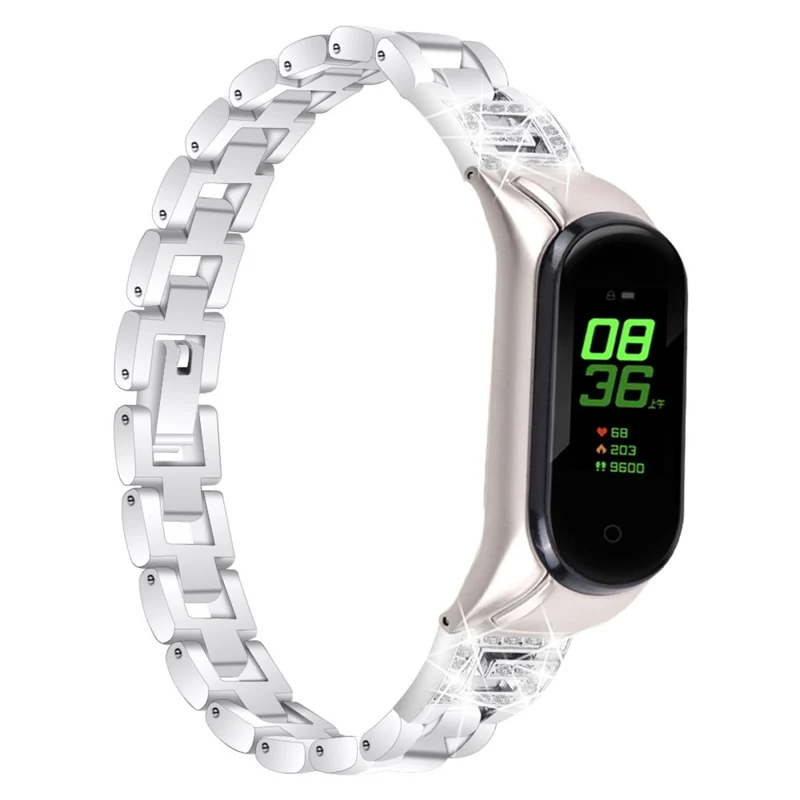 Xiaomi Smart Band 8 letter G style rhinestone décor stainless steel strap