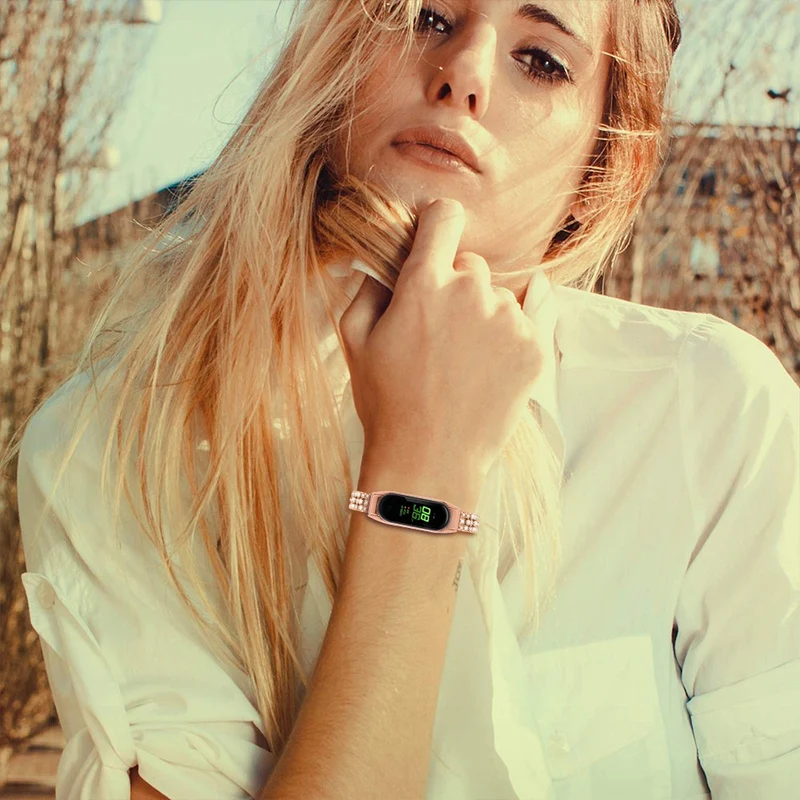 Xiaomi Smart Band 8 rhinestone décor stainless steel strap