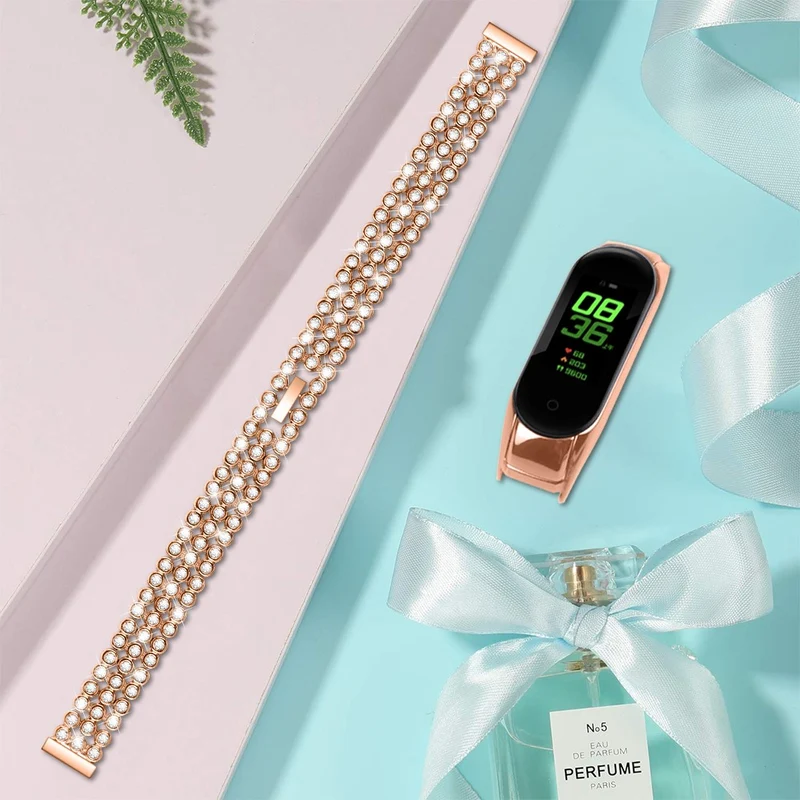 Xiaomi Smart Band 8 rhinestone décor stainless steel strap