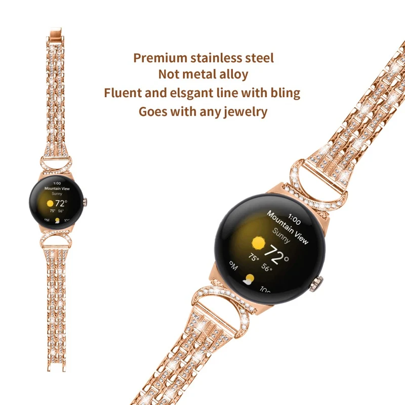 Reizend Google Pixel Watch Metall Und Strass Armband