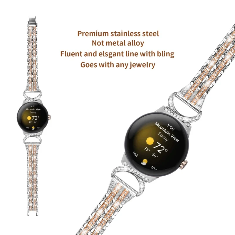 Reizend Google Pixel Watch Metall Und Strass Armband