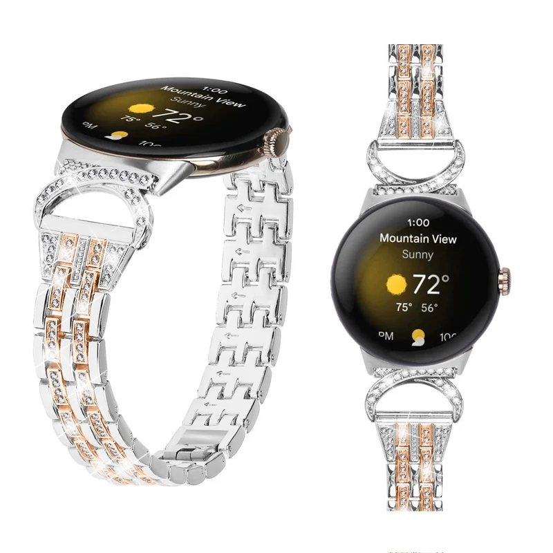 Reizend Google Pixel Watch Metall Und Strass Armband