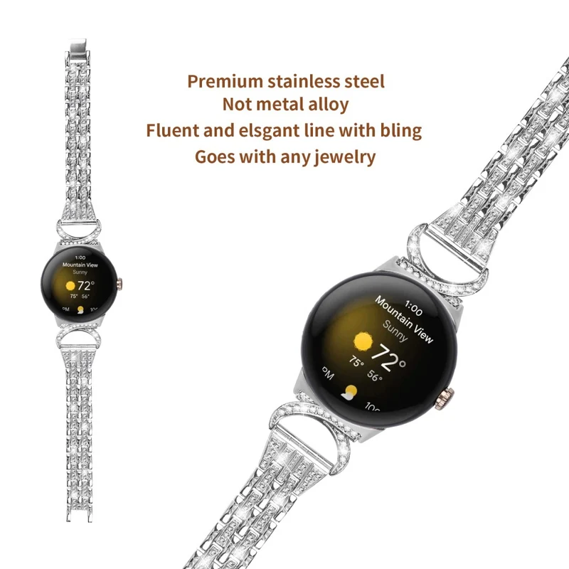 Reizend Google Pixel Watch Metall Und Strass Armband