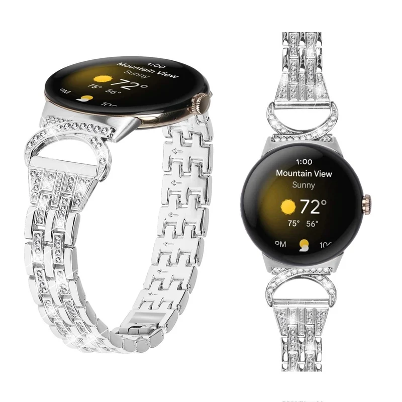 Reizend Google Pixel Watch Metall Und Strass Armband
